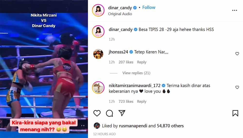 Duel Nikita Mirzani vs Dinar Candy. Foto: Instagram@dinar_candy