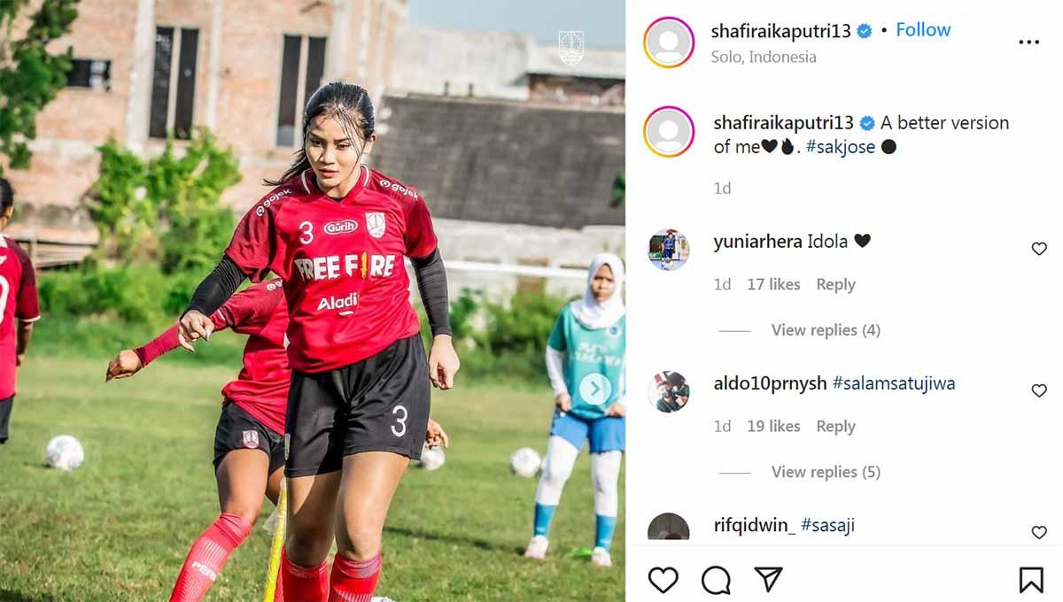 Shafira Ika Putri saat berlatih bersama Persis Solo Women. Foto: Instagram@shafiraikaputri13
