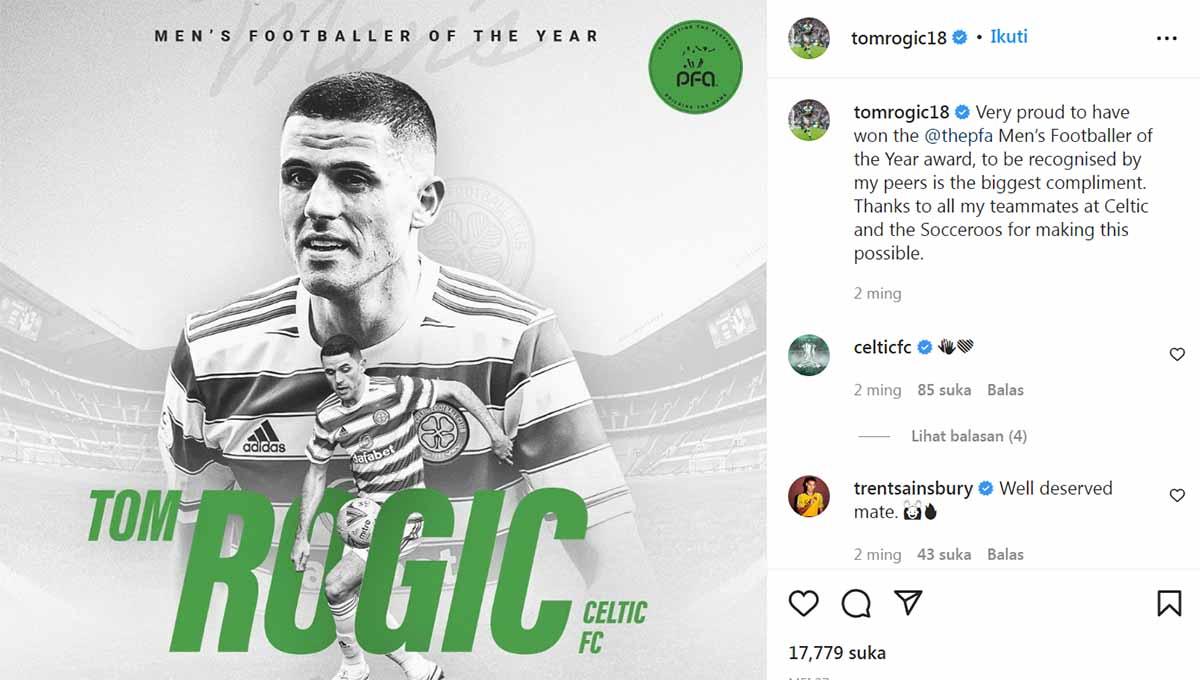 Mantan bintang Celtic Tom Rogic dikabarkan telah menolak kesempatan untuk menandatangani kontrak dengan raksasa Liga 1, Persija Jakarta. Foto: Instagram@tomrogic18 - INDOSPORT