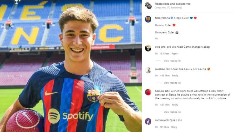Pablo Torre bergabung dengan Barcelona. Foto: instagram/fcbarcelona.