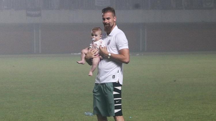 Bek PSS Sleman, Mario Maslac, saat berada di Stadion Maguwoharjo Sleman.