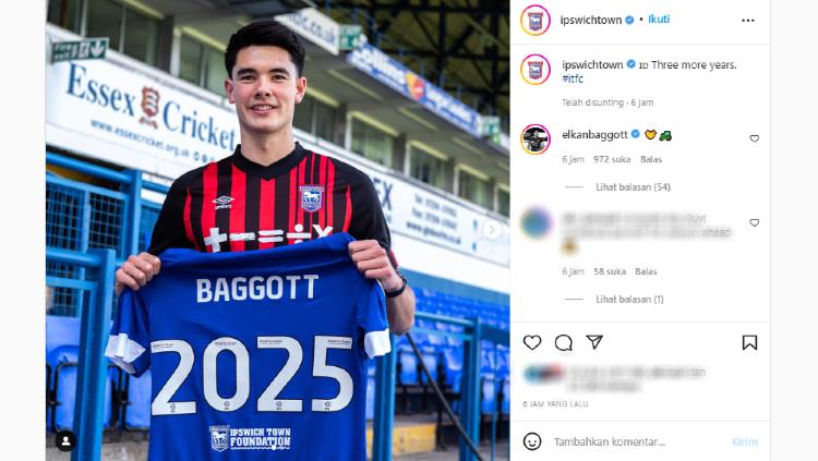 Pemain Timnas Indonesia, Elkan Baggott, menjalani pertandingan Carabao Cup selama 90 menit penuh saat timnya, Ipswich Town, menghadapi Bristol Rovers. - INDOSPORT