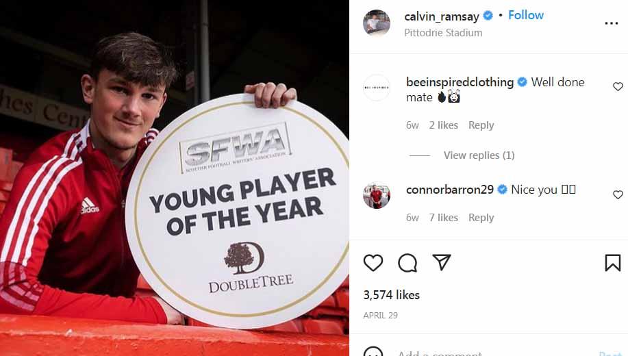 Sukses memboyong Darwin Nunez, Liverpool di ambang mendatangkan rekrutan baru ketiga yakni Calvin Ramsay yang dianggap titisan Trent Alexander-Arnold. Foto: Instagram@calvin_ramsay