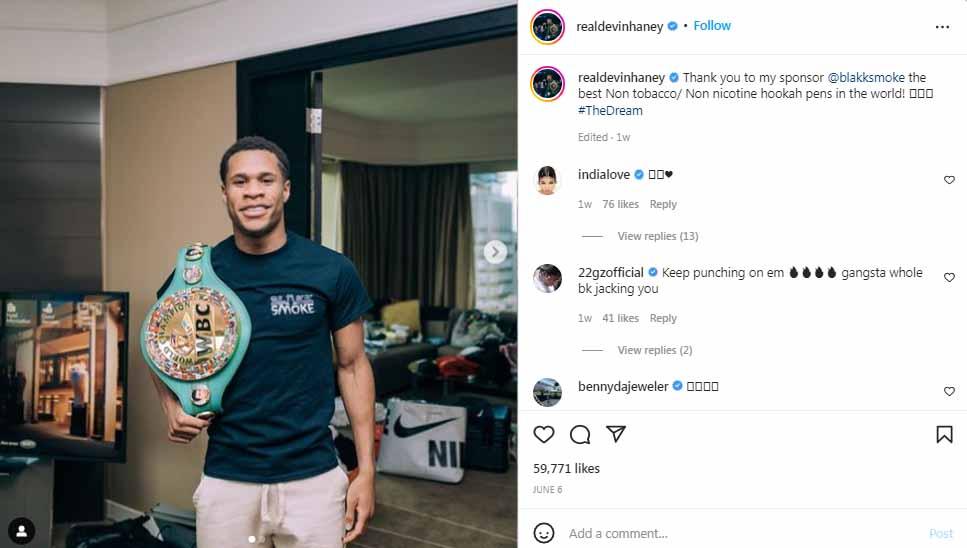 Petinju profesional asal Amerika, Devin Haney. Foto: Instagram@realdevinhaney
