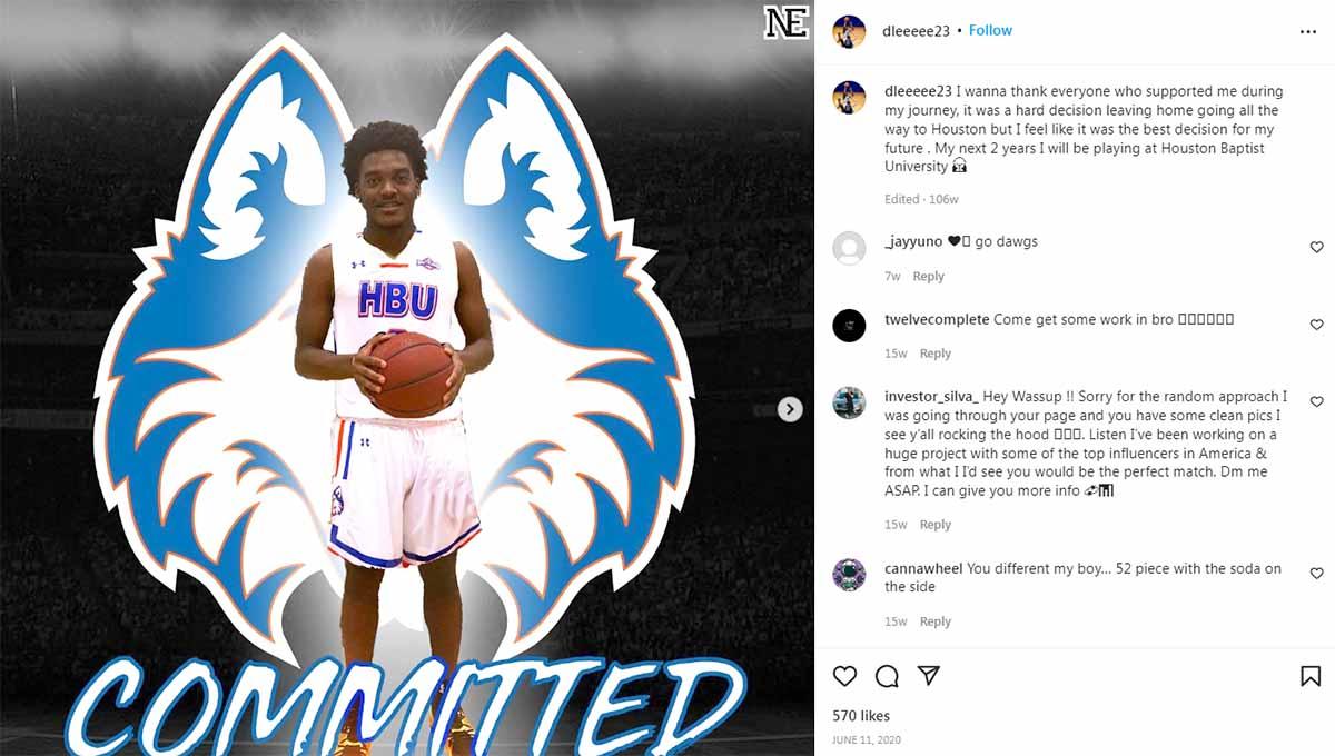 Darius Lee (Pebasket Houston Baptist University). Foto: Instagram@dleeeee23