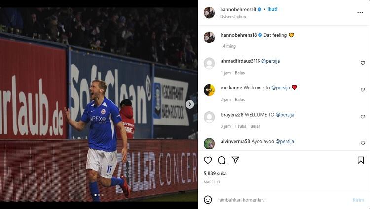 Gelandang milik Hansa Rosctok, Hanno Behrens, yang dirumorkan gabung Persija. (Foto: Instagram@hannobehrens18)