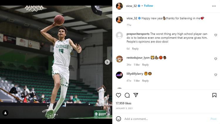 Pebasket muda Prancis, Victor Wembanyama, yang diprediksi jadi pilihan pertama di NBA Draft 2023. (Foto: Instagram@vicw_32)