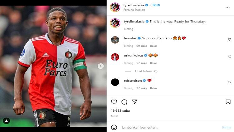 Bek muda Feyenoord, Tyrell Malacia, yang akan jadi pembelian pertama Manchester United dan Erik ten Haag. (Foto: Instagram@tyrellmalacia)