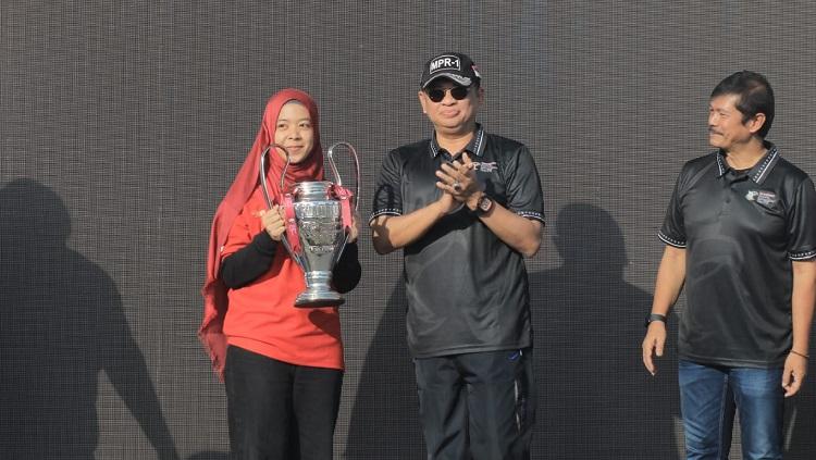 Ketua MPR RI, Bambang Soesatyo, dalam upacara pembukaan Garuda International Cup 2 di ATG Sentul, Kamis (30/6/22). - INDOSPORT