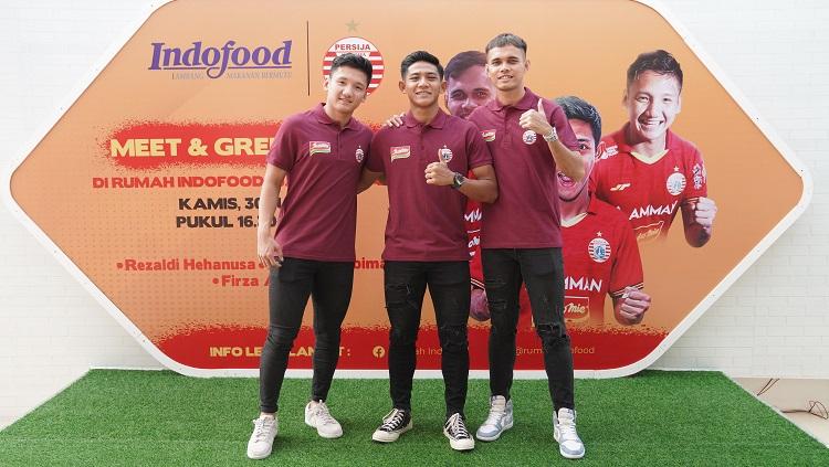 Rezaldi Hehanusa, Firza Andika, dan Syahrian Abimanyu menghadiri acara Meet and Greet di Jiexpo Kemayoran, Jakarta Pusat, Kamis (30/6/22).