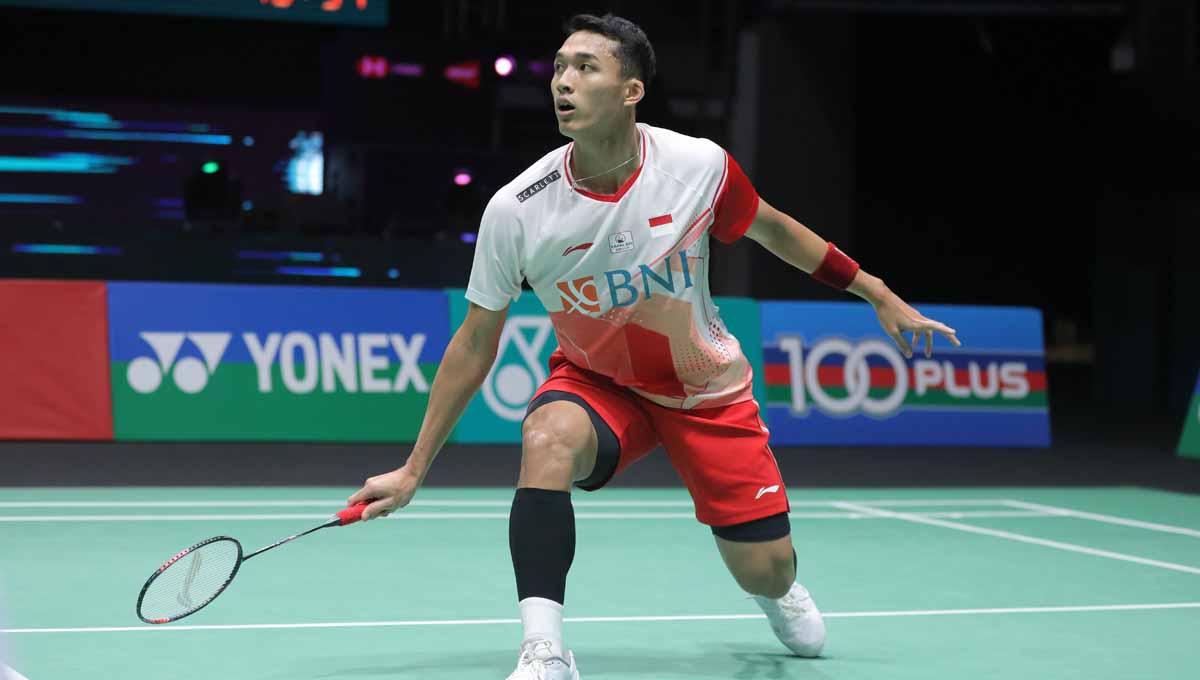 Pebulutangkis tunggal putra Indonesia, Jonatan Christie di Malaysia Open 2022. Foto: PBSI