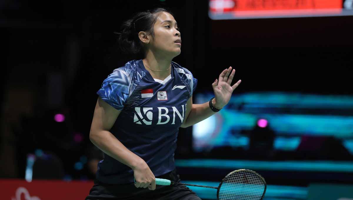 Pebulutangkis tunggal putri Indonesia Gregoria Mariska Tunjung di laga Malaysia Open 2022. Foto: PBSI