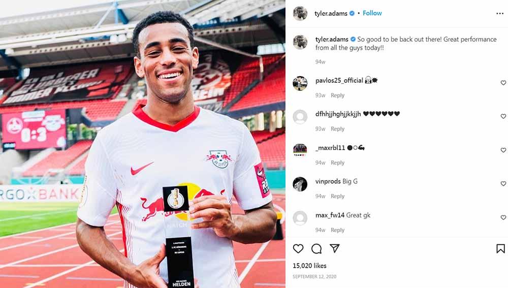 Manchestre United sempat dihubungkan dengan Tyler Adams namun kini Leeds United justru dijagokan untuk mendapatkannya di bursa transfer kali ini. Foto: Instagram@tyler.adams