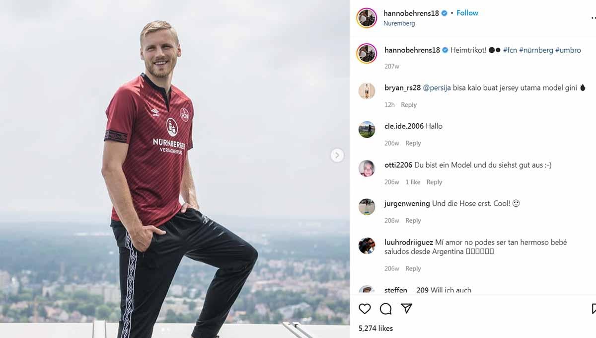 Klub Liga 1, Persija Jakarta, baru saja mengumumkan man of the match mereka, Hanno Behrens, melalui unggahan di akun Instagram (16/07/22). Foto: Instagram@hannobehrens18 - INDOSPORT