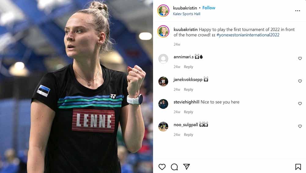 Pebulutangkis asal Estonia Kristin Kuuba didikan Peter Gade yang siap tampil di Kejuaraan Dunia Bulutangkis 2022. Foto: Instagram@kuubakristin