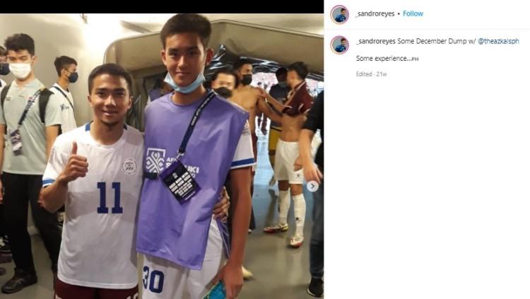 Pemain Timnas Filipina di Piala AFF U-19 2022, Sandro Reyes (kanan). Foto: instagram/_sandroreyes. - INDOSPORT