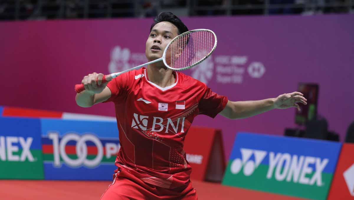Pebulutangkis tunggal putra Indonesia, Anthony Sinisuka Ginting di Malaysia Master 2022, Jumat (08/07/22). Foto: PBSI