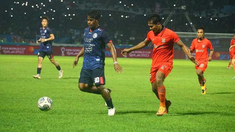 Winger Arema FC, Ilham Udin Armaiyn, di final leg pertama Piala Presiden 2022 melawan Borneo FC, Kamis (14/07/22)