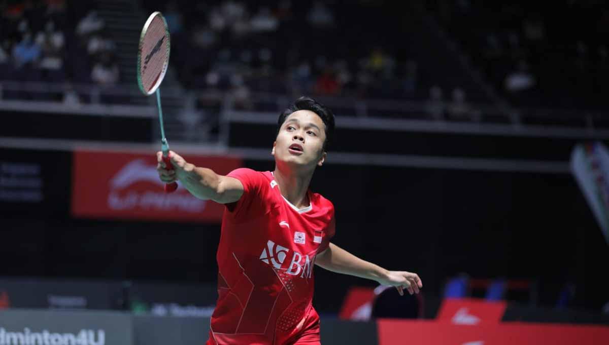 Tunggal putra Indonesia, Anthony Sinisuka Ginting di laga Singapore Open 2022. Foto: PBSI