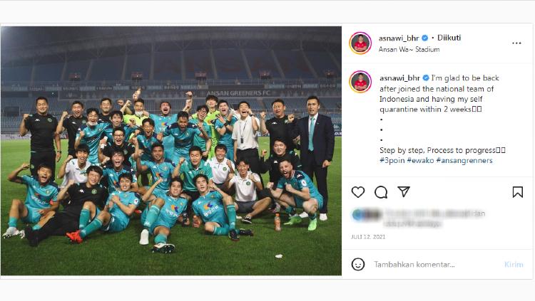 Performa tajam bintang timnas Indonesia, Asnawi Mangkualam Bahar, bersama Ansan Greeners rupanya memancing minat klub raksasa Korea Selatan, Jeonbuk Hyundai. - INDOSPORT