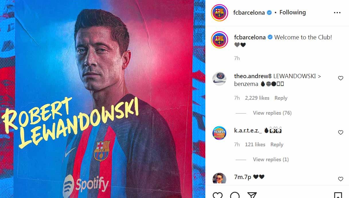 Robert Lewandowski, pemain baru Barcelona. Foto: Instagram@fcbarcelona - INDOSPORT