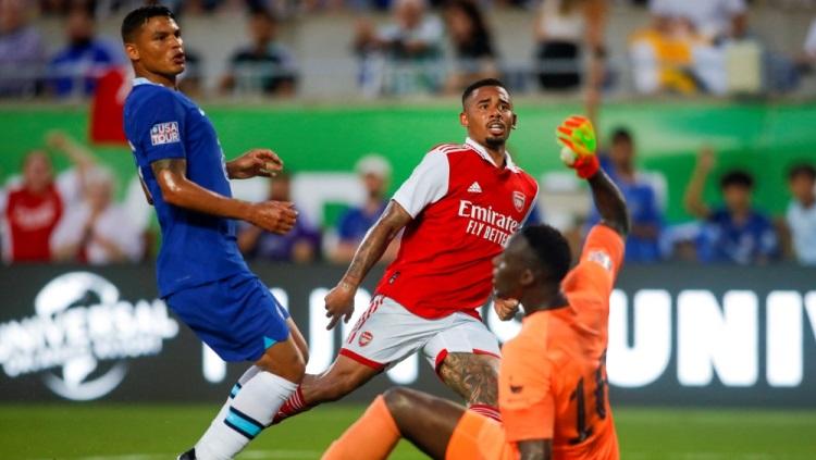 Lewat Gabriel Jesus, Arsenal berhasil mencatatkan kemenangan usai berhasil mengalahkan Leicester City 4-2 dalam lanjutan laga pekan kedua Liga Inggris (Premier League). Foto: Sam Navarro-USA TODAY Sports via REUTERS.