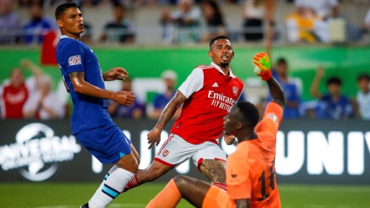 Indosport - Lewat Gabriel Jesus, Arsenal berhasil mencatatkan kemenangan usai berhasil mengalahkan Leicester City 4-2 dalam lanjutan laga pekan kedua Liga Inggris (Premier League). Foto: Sam Navarro-USA TODAY Sports via REUTERS.