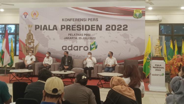 Acara jumpa pers Kejuaraan Piala Presiden 2022 di Pelatnas PBSI Cipayung, Senin (25/07/22).