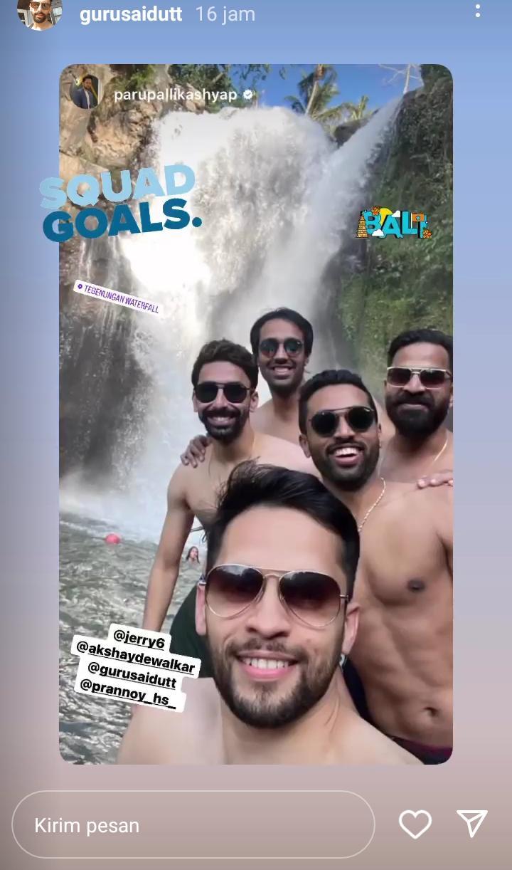 Atlet bulutangkis India, Gurusaidutt, Parupalli Kashyap dkk, liburan ke Bali. Terima Kasih Copyright: Instagram Story @parupallikashyap