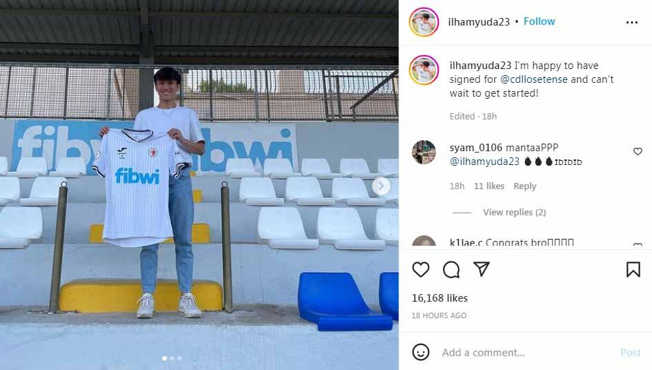 Ilham Yuda yang bergabung ke klub Spanyol, Deportivo Llosetense. Foto: Instagram@ilhamyuda23