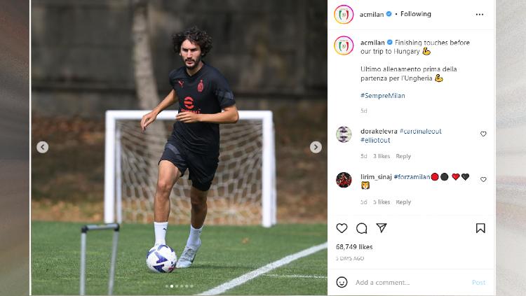 Potensi Yacine Adli, Sang Penerus Kaka di Skuat Rossoneri Copyright: instagram.com/acmilan/