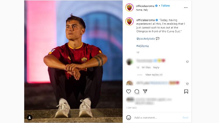 Pemain baru Liga Italia AS Roma, Paulo Dybala, dikabarkan sudah menemukan rumah baru di ibu kota Italia bersama kekasihnya, Oriana Sabatini. - INDOSPORT