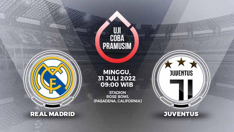 Berikut link live streaming pertandingan pramusim antara Real Madrid vs Juventus yang akan digelar pada Minggu (31/07/22) pukul 09.00 WIB. - INDOSPORT