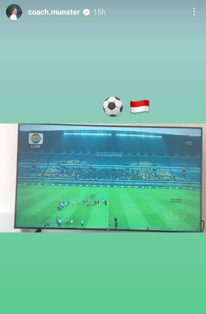 Pelatih Erooa Paul Munster masih pantau kompetisi Liga 1 Indonesia. Foto: Instastory@coach.munster Copyright: Instastory@coach.munster