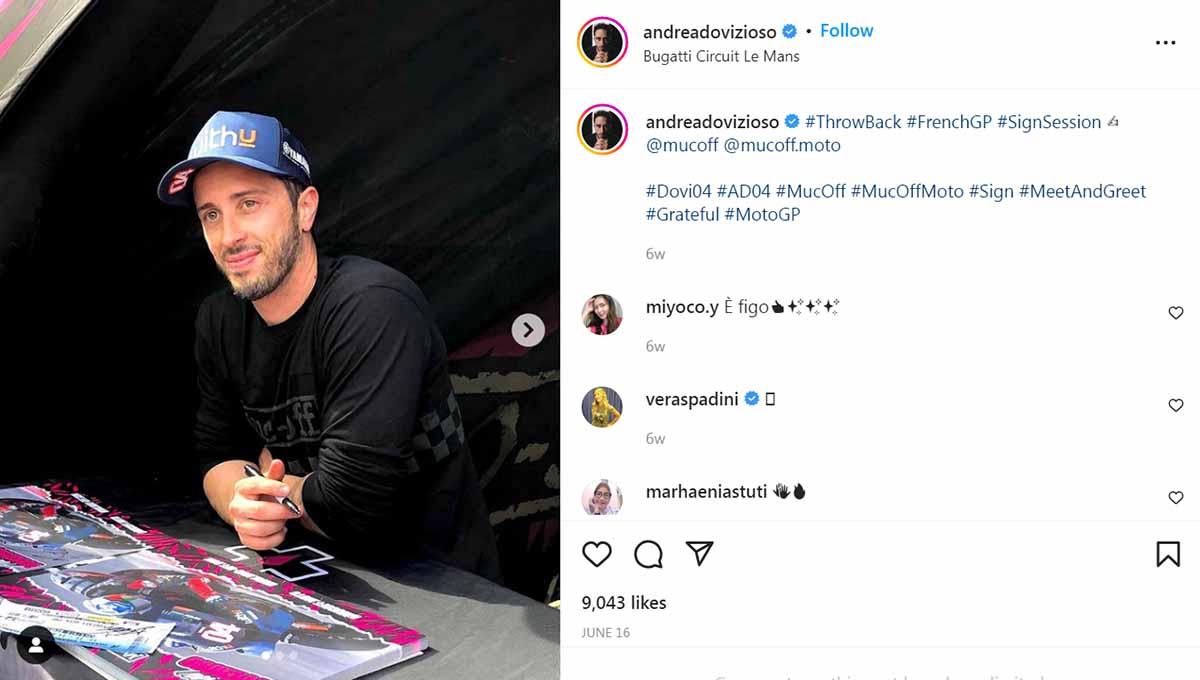 Jelang MotoGP Inggris 2022 seri ke-12 di Sirkuit Silverstone, pembalap WithU RNF Yamaha, Andrea Dovizioso malah tak percaya diri.. Foto: Instagram@andreadovizioso