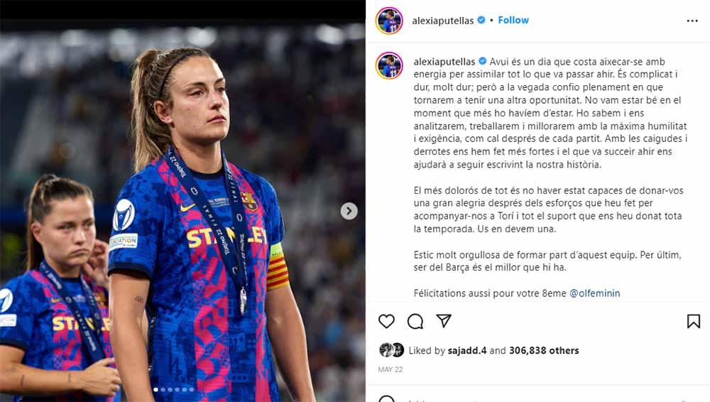 Bimtang Barcelona Wanita, Alexia Putellas. Foto: Instagram@alexiaputellas