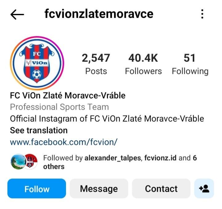 Jumlah followers klub Liga Slovakia, Zlate Moravce. Copyright: Instagram
