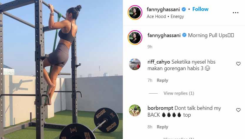 Artis cantik yang juga pegiat olahraga, Fanny Ghassani, terlihat kembali menjalani rutinitas olahraganya yang mengundang perhatian netizen. Instagram@fannyghassani