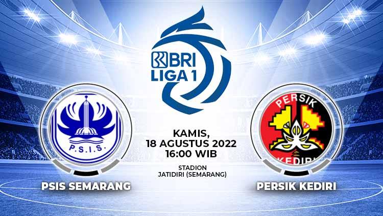 Indosport - Prediksi pertandingan Liga 1 2022-2023 antara PSIS Semarang vs Persik Kediri.