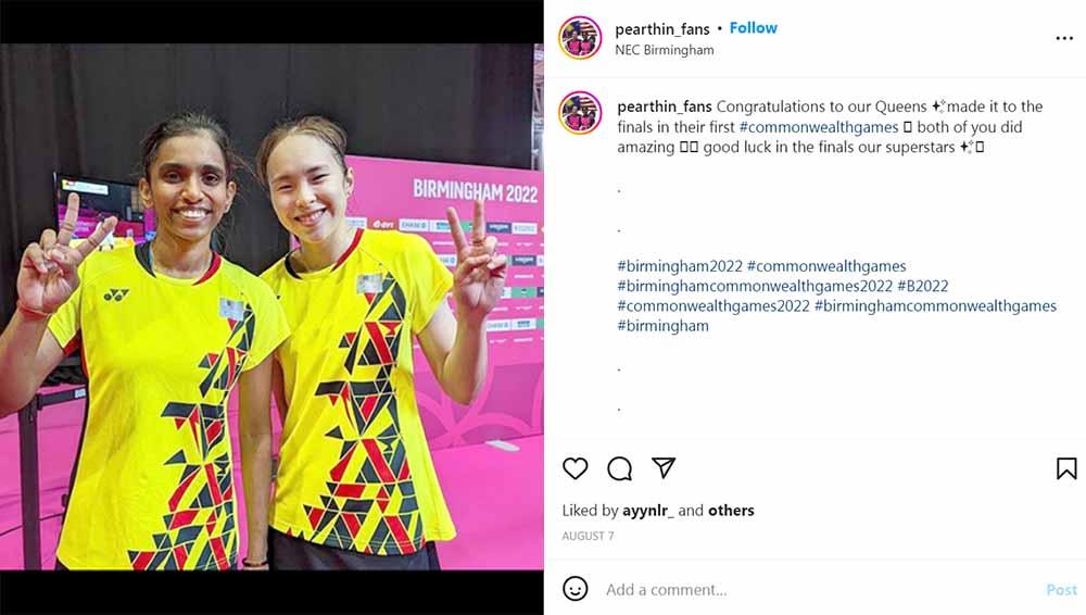 Instagram Pearly Tan yang merupakan murid kesayangan pelatih asal Indonesia di Asosiasi Bulutangkis Malaysia (BAM), Rexy Mainaky, langsung diserbu netizen. - INDOSPORT