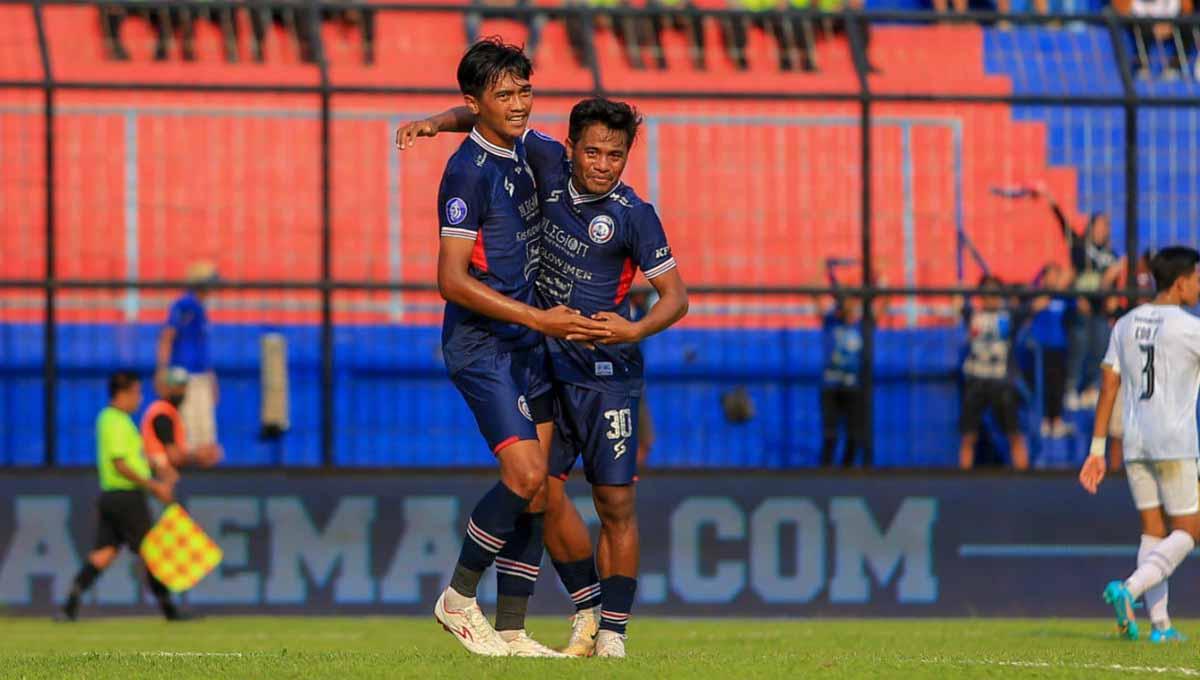 Selebrasi Ilham Udin jadi pembuka Arema FC menang atas RANS Nusantara. - INDOSPORT
