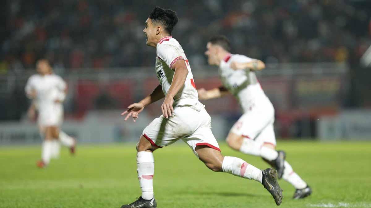 Winger Persis Solo, Althaf Indie saat merayakan gol ke gawang Borneo FC. Foto;  Persis Solo