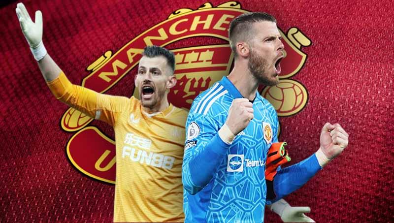 Martin Dubravka dan David De Gea. Foto: REUTERS/Lee Smith/Phil Noble
