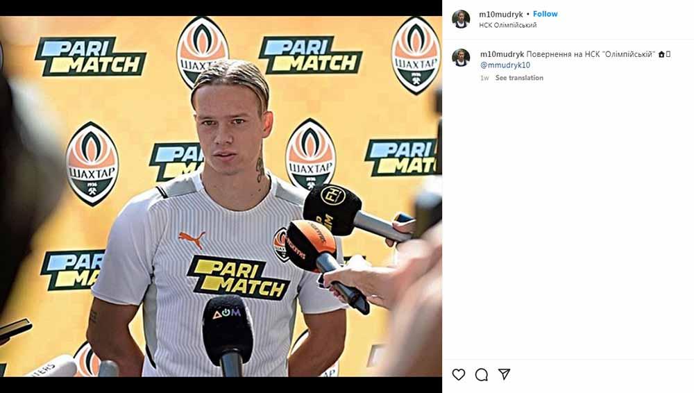 Mykhaylo Mudryk, pemain Shakhtar Donetsk. Foto: Instagram@m10mudryk