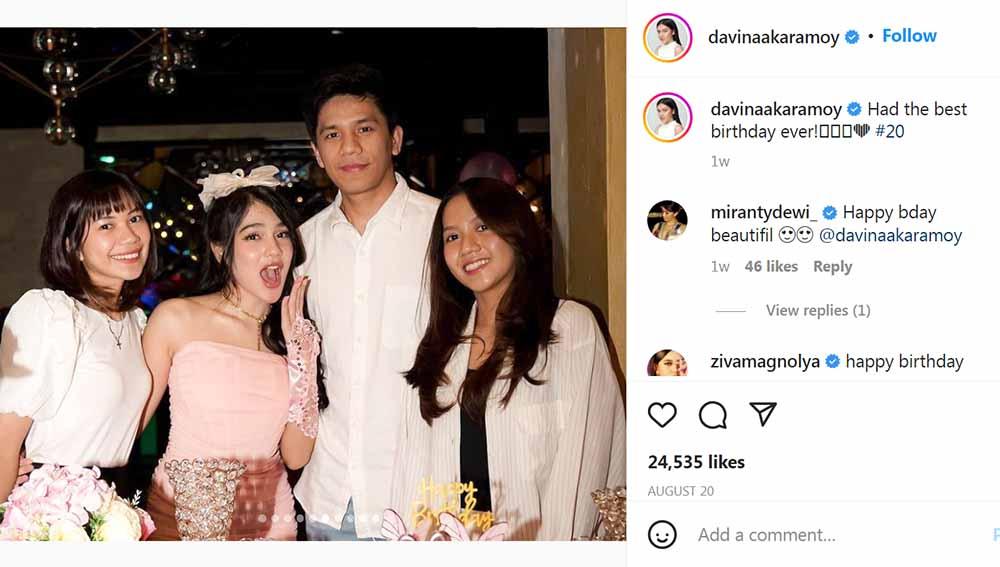 Yeremia Rambitan rayakan ulang tahun kekasih, Davina Karamoy. Foto: Instagram@davinaakaramoy