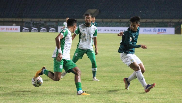 PSKC Cimahi saat menghadapi PSMS Medan pada laga perdana Liga 2 2022-2022 wilayah barat di Stadion Si Jalak Harupat, Kabupaten Bandung, Selasa (30/08/22). - INDOSPORT