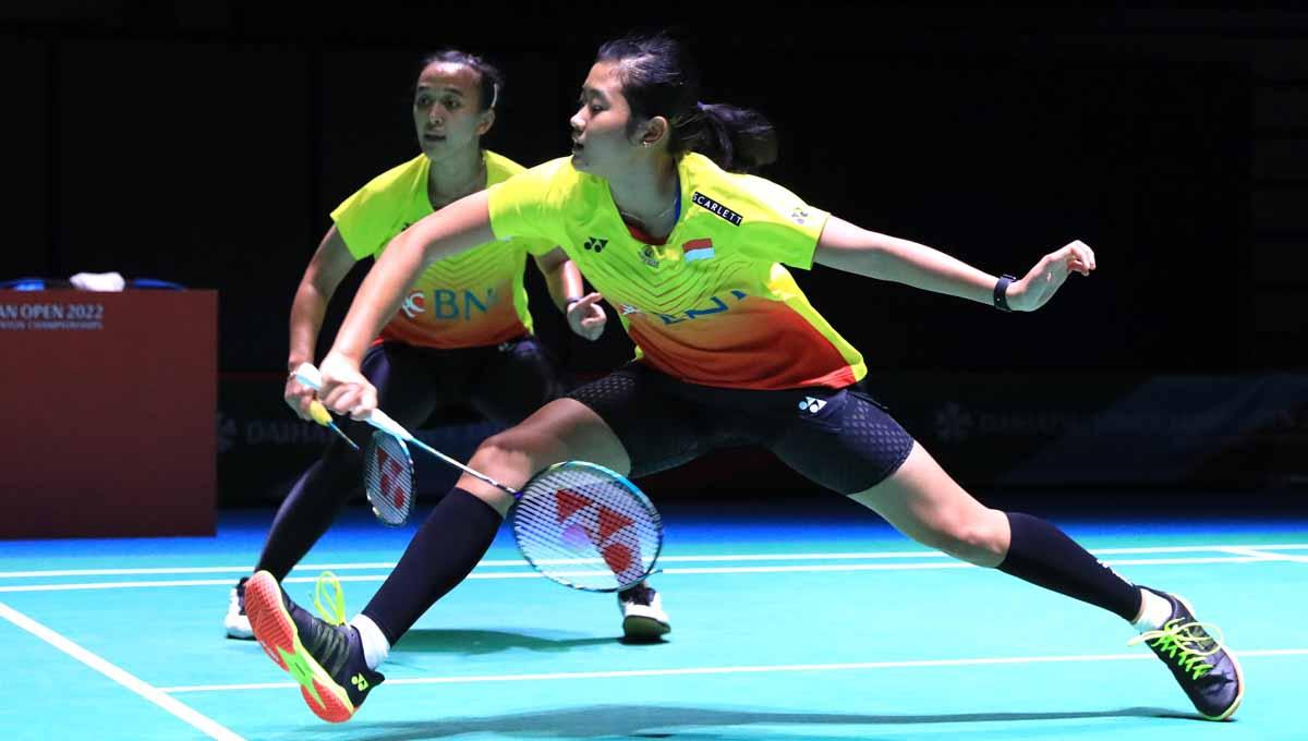 Pasangan ganda putri Indonesia Febriana Dwipuji Kusuma/Amalia Cahaya Pratiwi di Japan Open 2022. Foto: PBSI