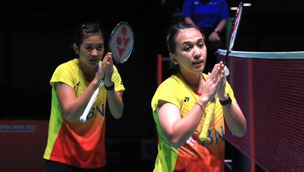 Pasangan ganda putri Indonesia Febriana Dwipuji Kusuma/Amalia Cahaya Pratiwi di Japan Open 2022. Foto: PBSI