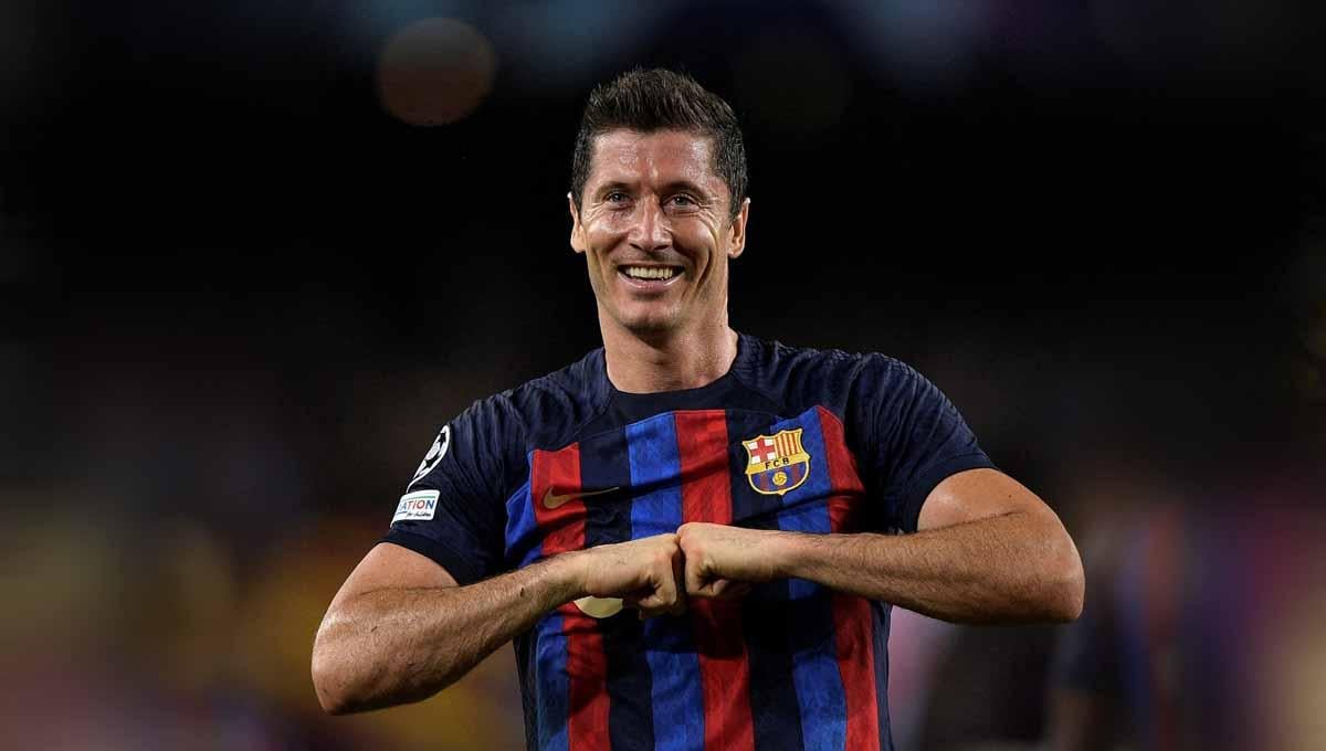 Robert Lewandowski di laga Barcelona vs Viktoria. Foto: REUTERS/Pablo Morano - INDOSPORT