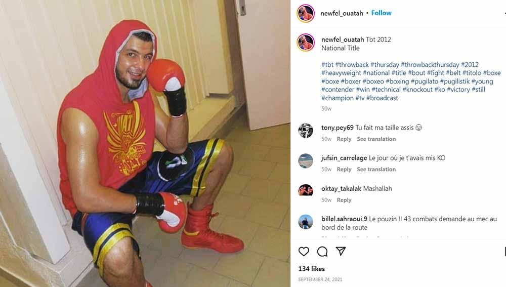 Newfel Ouatah, petinju kelas berat asal Prancis sekaligus sepupu Karim Benzema. Foto: Instagram@newfel_ouatah - INDOSPORT